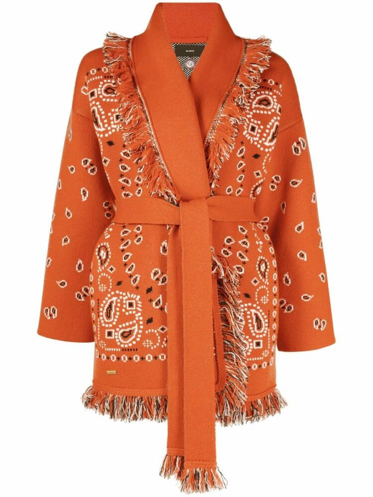 Alanui Bandana belted cardigan - Orange Cover