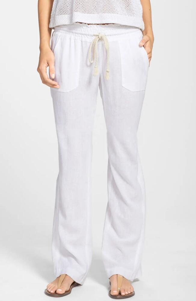 Roxy Oceanside Linen Blend Beach Pants in Sea Salt Cover