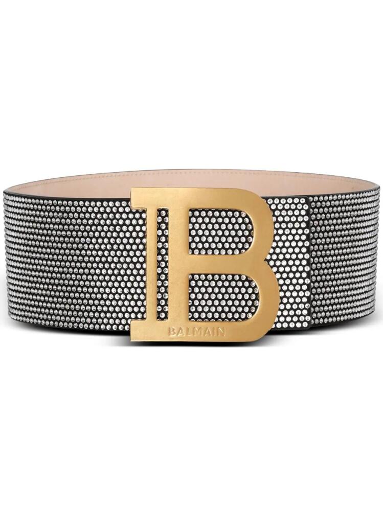 Balmain crystal-embellished logo-buckle belt - Black Cover