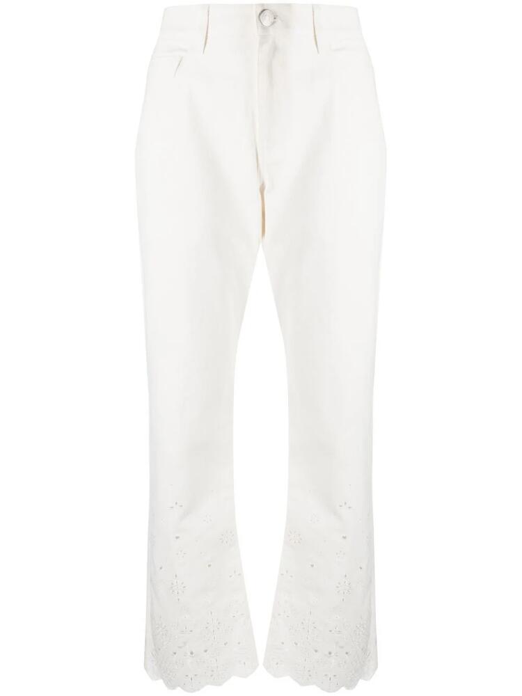 STAUD Noemie eyelet-embroidered straight jeans - White Cover