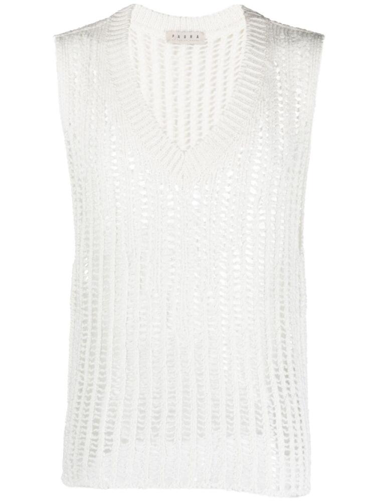 Paura open-knit sleeveless jumper - White Cover