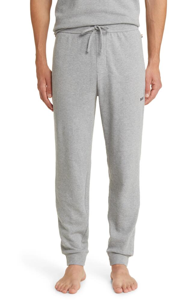 BOSS Waffle Cotton Blend Pajama Joggers in Medium Grey Cover