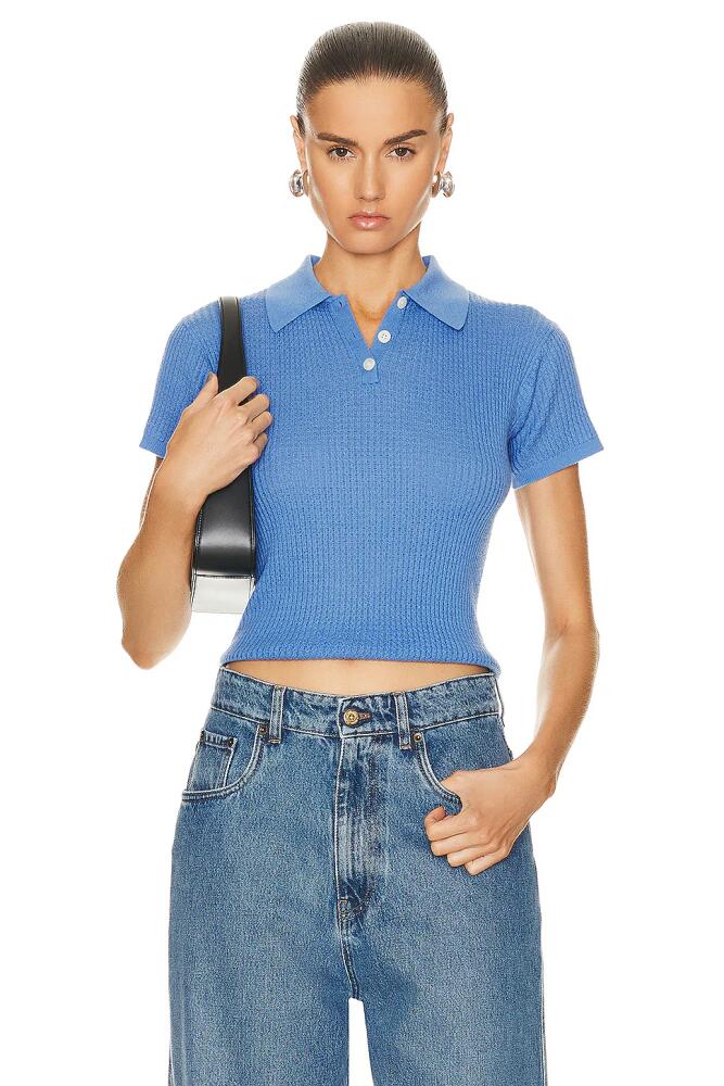 Guest In Residence Shrunken Polo Top in Blue Cover