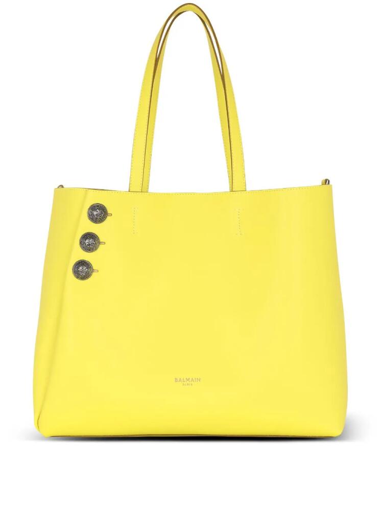 Balmain Emblème leather tote bag - Yellow Cover