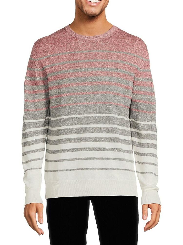 Isaia Men's Striped Linen Blend Sweater - Red Multi Cover