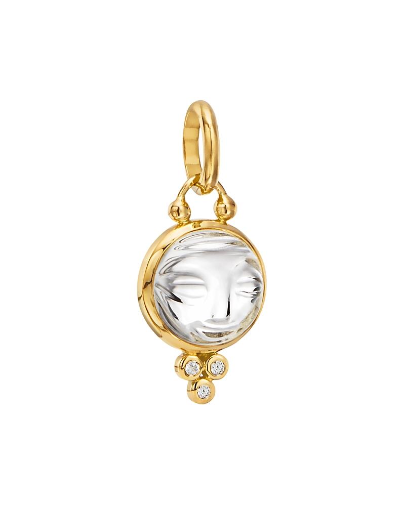 Temple St. Clair 18K Yellow Gold Small Carved Crystal Moonface Pendant with Diamonds Cover