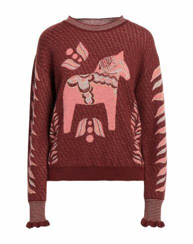 Momoní Woman Sweater Brick red Polyamide, Synthetic fibers, Wool, Alpaca wool, Metallic fiber Cover