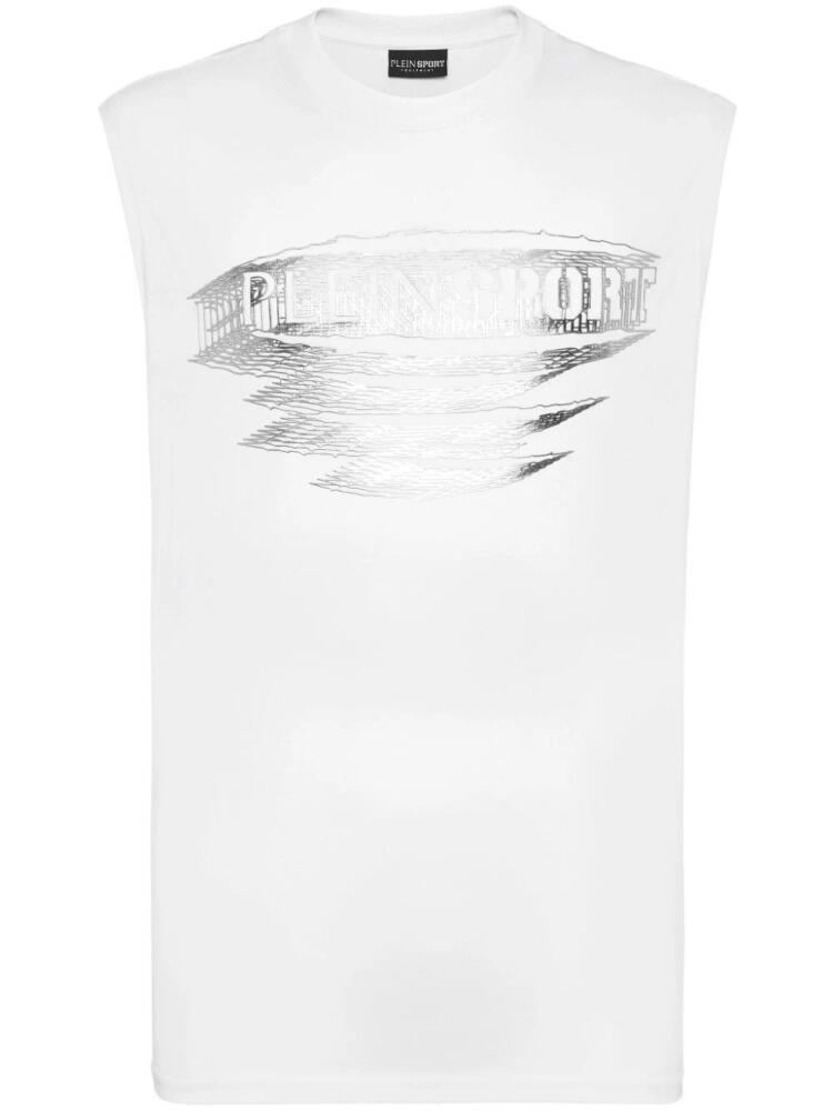 Plein Sport logo-print cotton tank top - White Cover