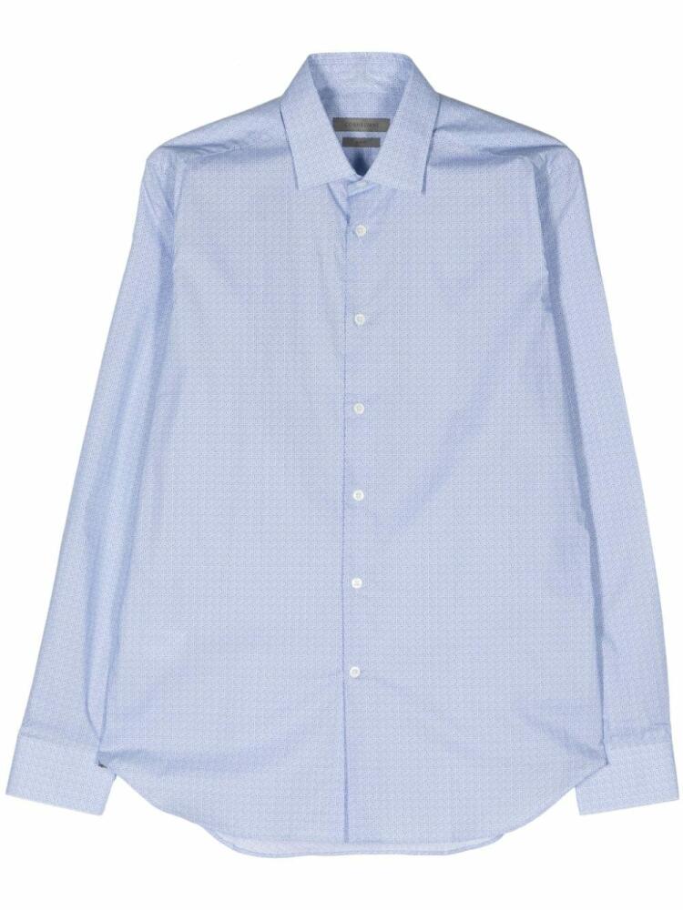 Corneliani geometric-print poplin shirt - Blue Cover