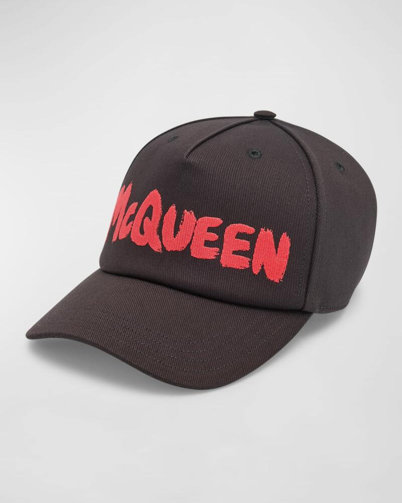 Alexander McQueen Men's Graffiti Logo Baseball Cap Cover