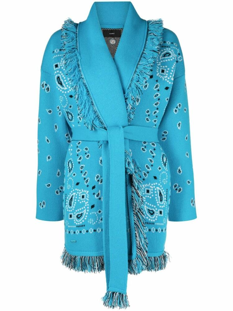 Alanui Bandana belted cardigan - Blue Cover