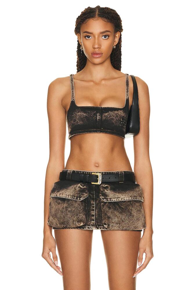 Miu Miu Denim Bralette Top in Brown Cover