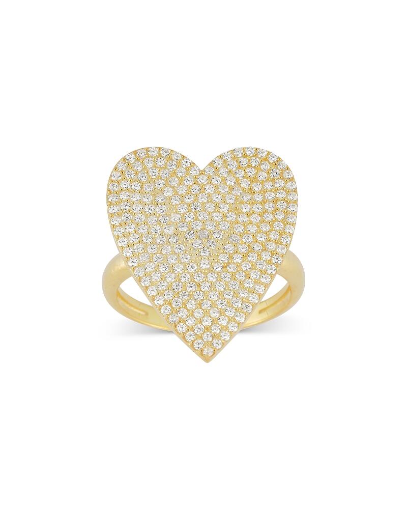 Aqua Pave Heart Ring in 14K Gold Plated Sterling Silver - Exclusive Cover