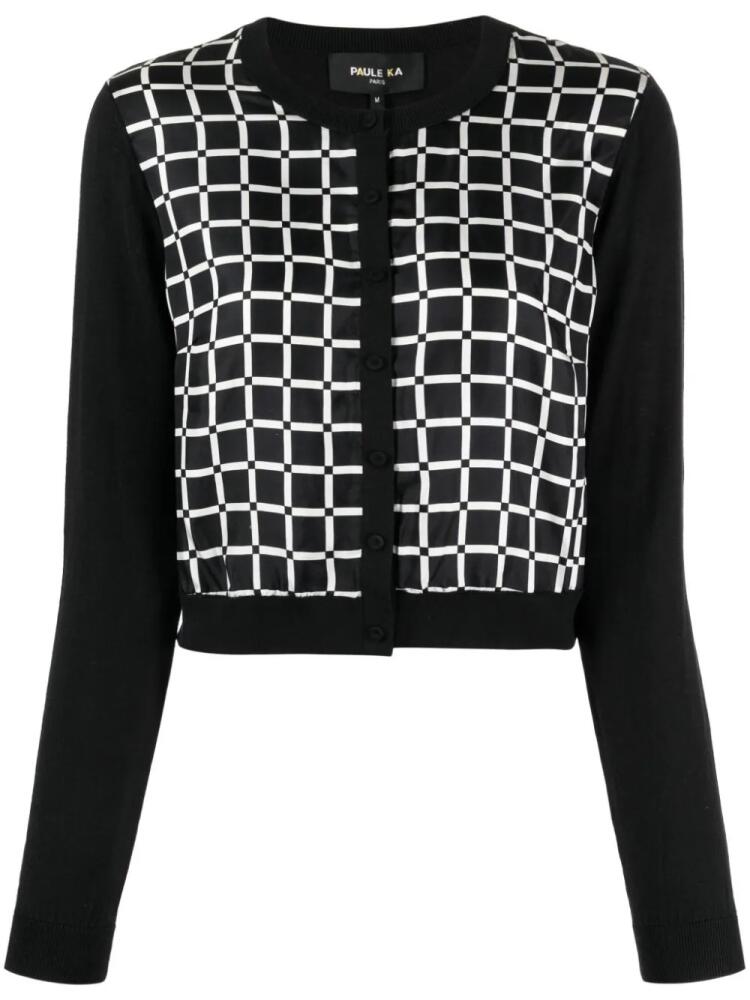 Paule Ka geometric-print crew-neck cardigan - Black Cover