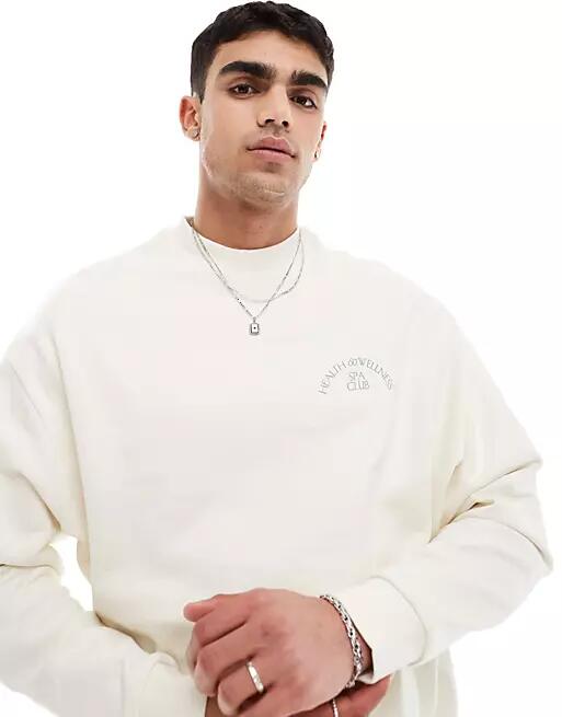 ASOS DESIGN oversized sweatshirt in off white with sport print Cover