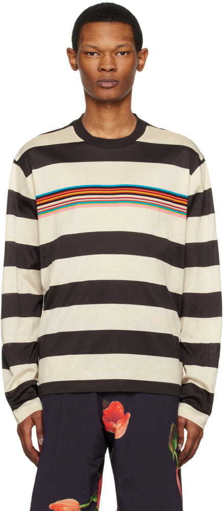 Pop Trading Company Off-White & Brown Paul Smith Edition Long Sleeve T-Shirt Cover