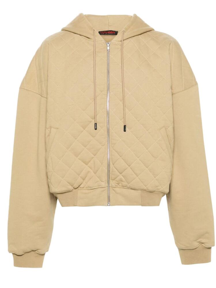 LỰU ĐẠN zip-up quilted hoodie - Neutrals Cover