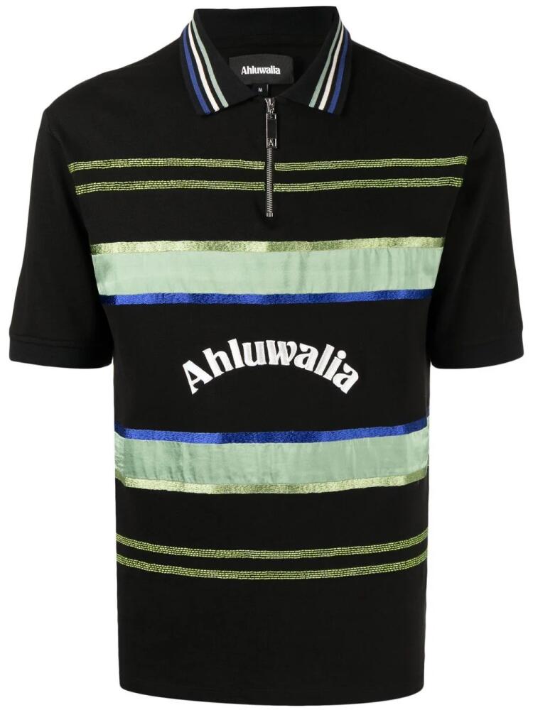 Ahluwalia logo-print zip-up polo shirt - Black Cover