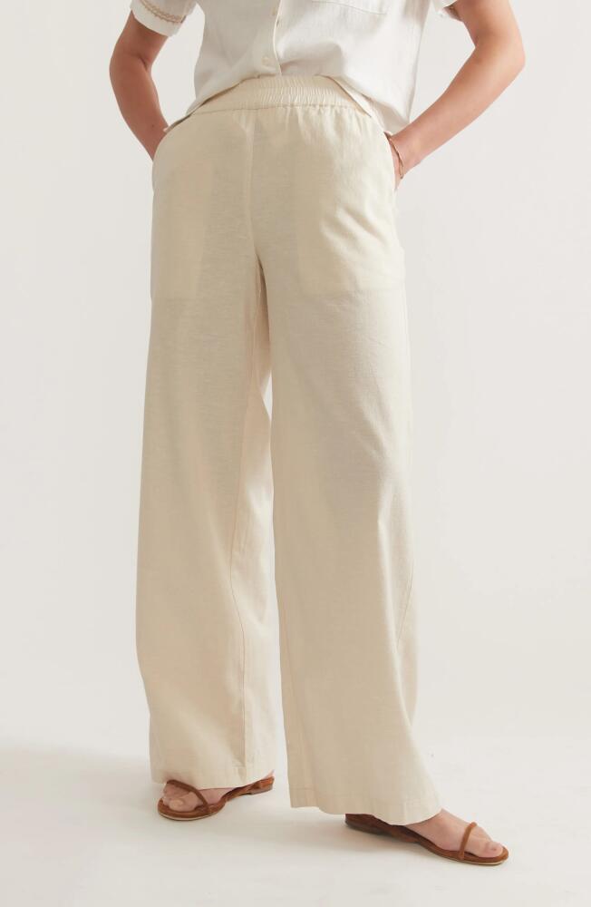 Marine Layer Allison Wide Leg Trousers in Natural Cover