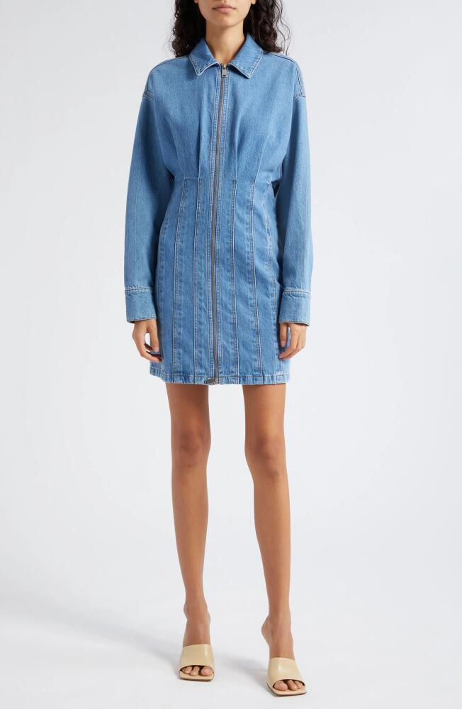 GESTUZ Zoygz Long Sleeve Denim Minidress in Mid Blue Washed Cover