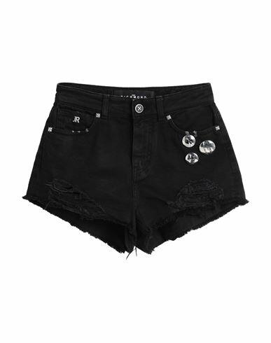 John Richmond Woman Denim shorts Black Cotton Cover