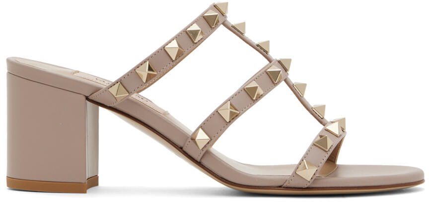 Valentino Garavani Taupe Rockstud Heeled Sandals Cover