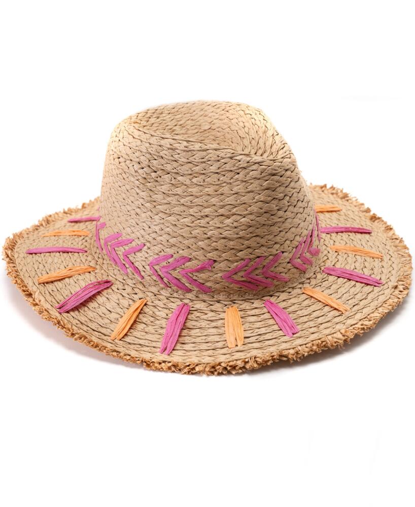 Vince Camuto Embroidered Straw Panama Hat - Tan Cover