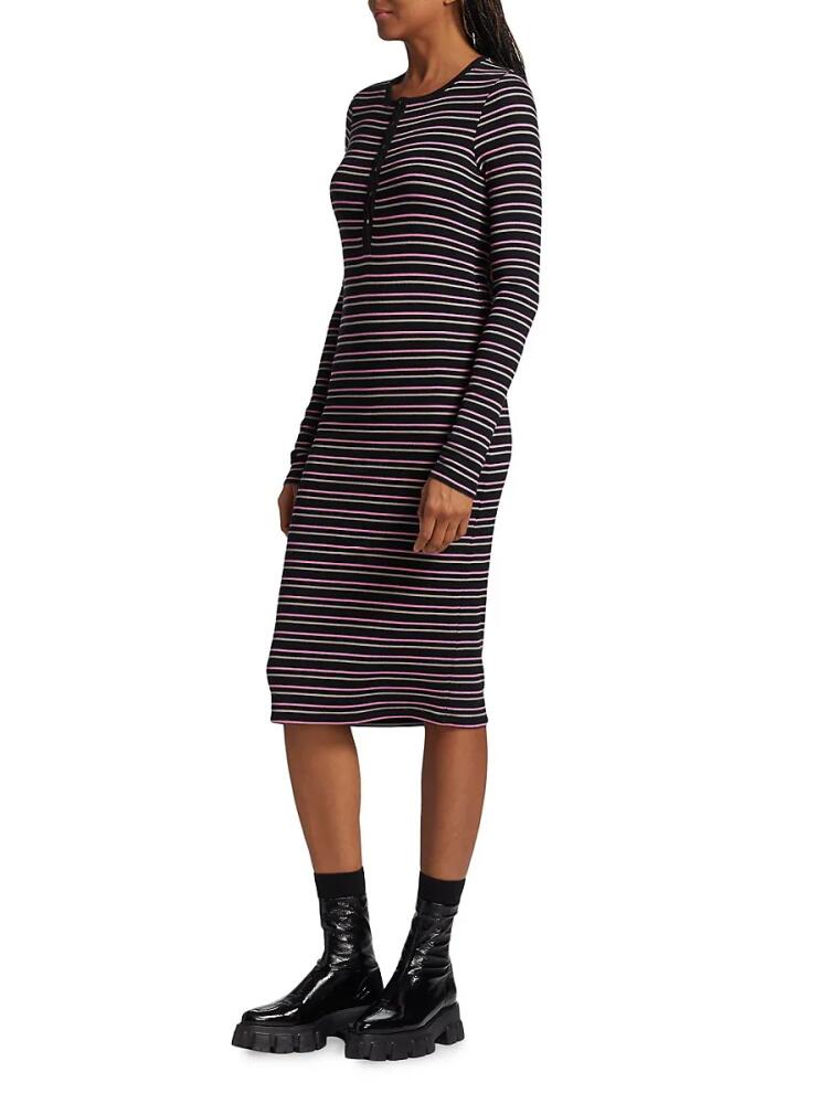 ATM Anthony Thomas Melillo Women's Striped Sheath Sweater Dress - Black Combo Cover