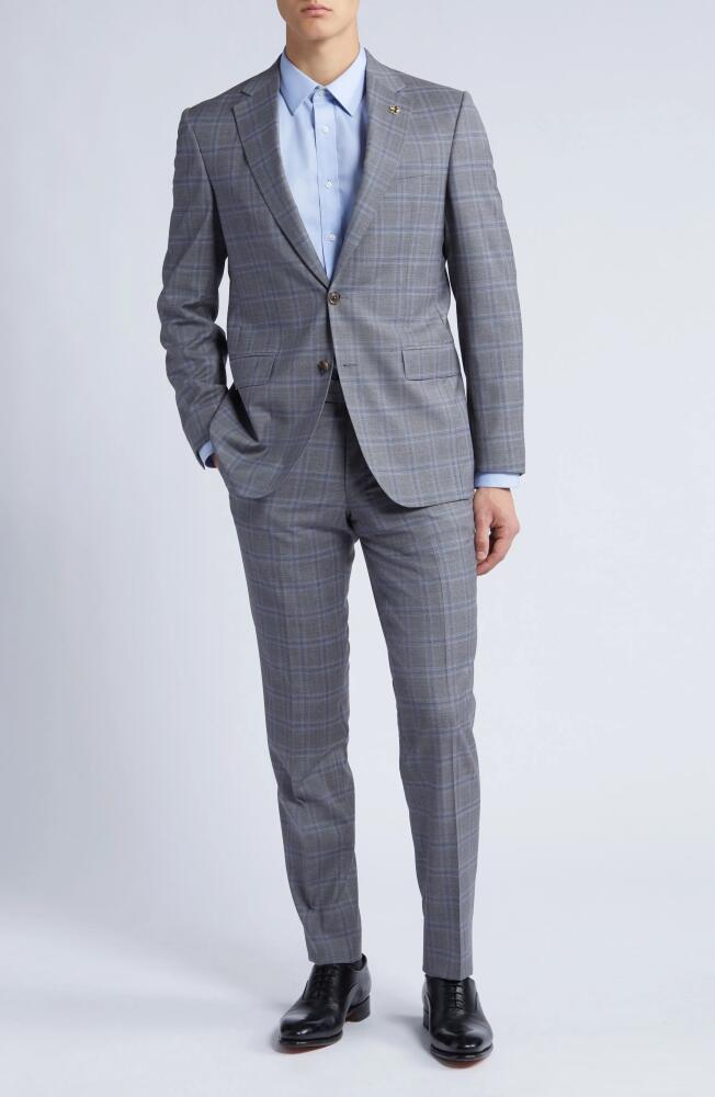 Ted Baker London Jay Slim Fit Windowpane Check Wool Suit in Medium Grey Cover