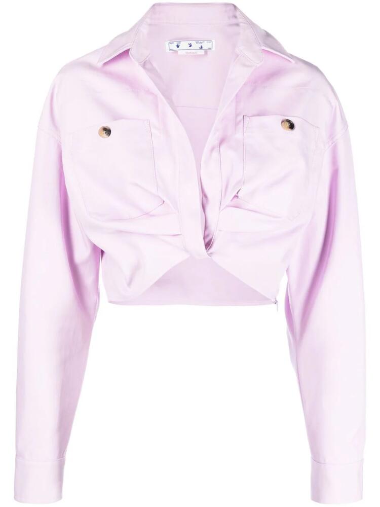 Off-White twisted-front cropped cotton jacket - Purple Cover