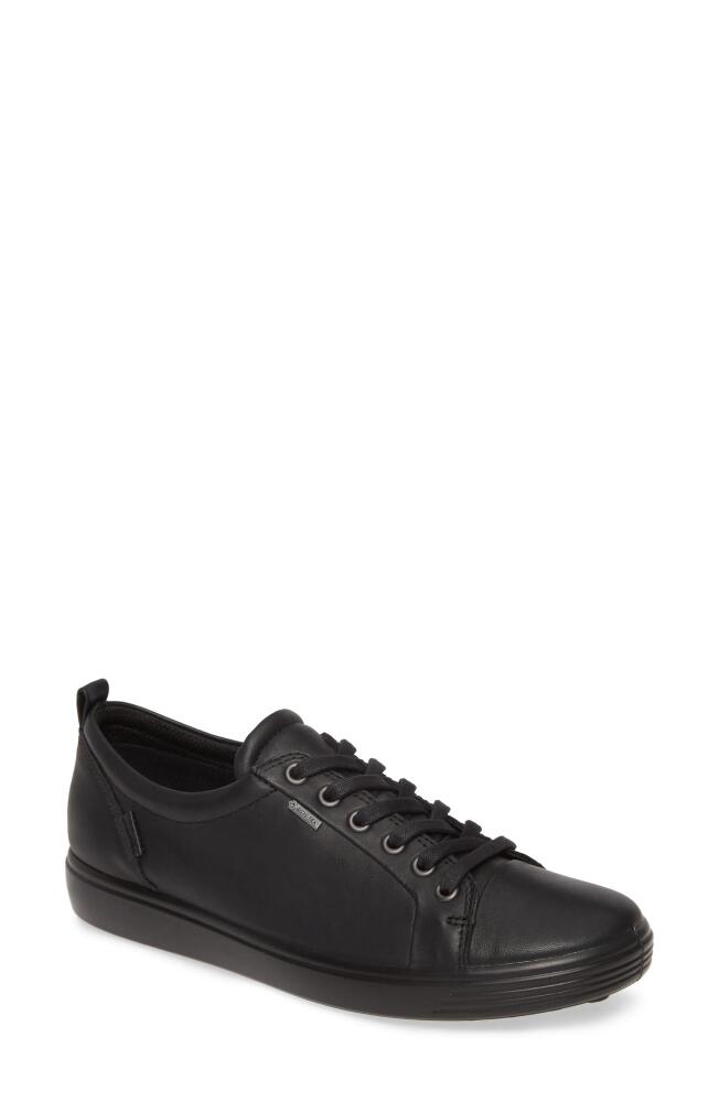 ECCO Soft 7 Gore-Tex Waterproof Sneaker in Black Leather Cover