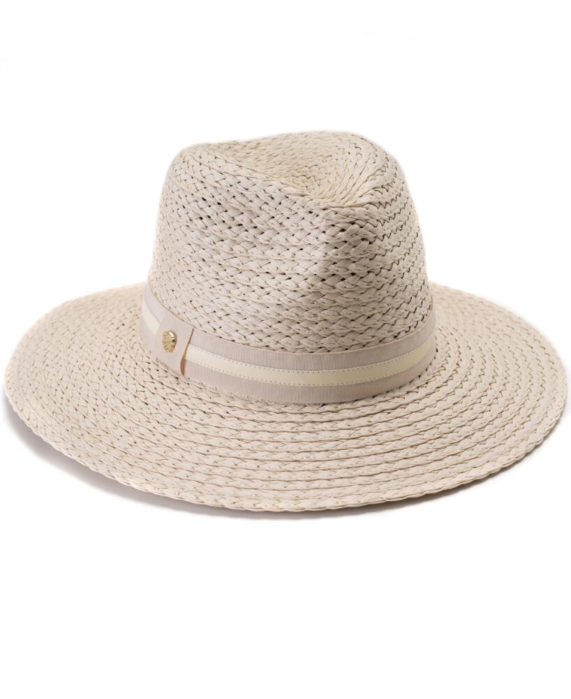 Vince Camuto Straw Panama Hat with Ribbon Trim - Natural Cover