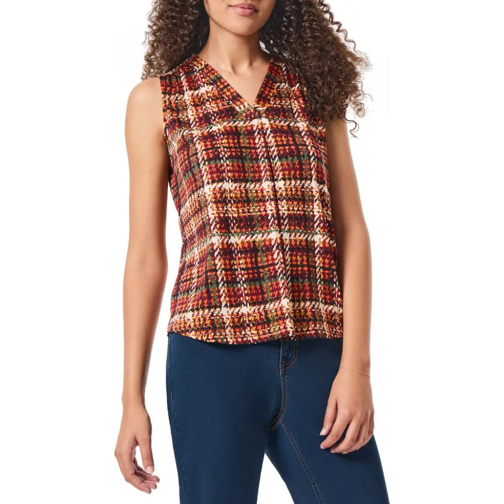 Jones New York Plaid Sleeveless Knit Top in Bordeaux Multi Cover