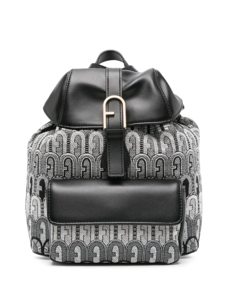 Furla Flow logo-jacquard backpack - Grey Cover