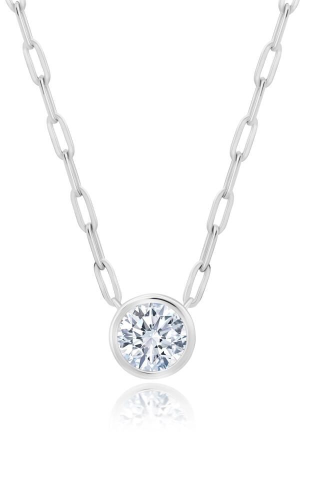 Crislu Brilliant Bezel Set Cubic Zirconia Pendant Necklace in Platinum Cover