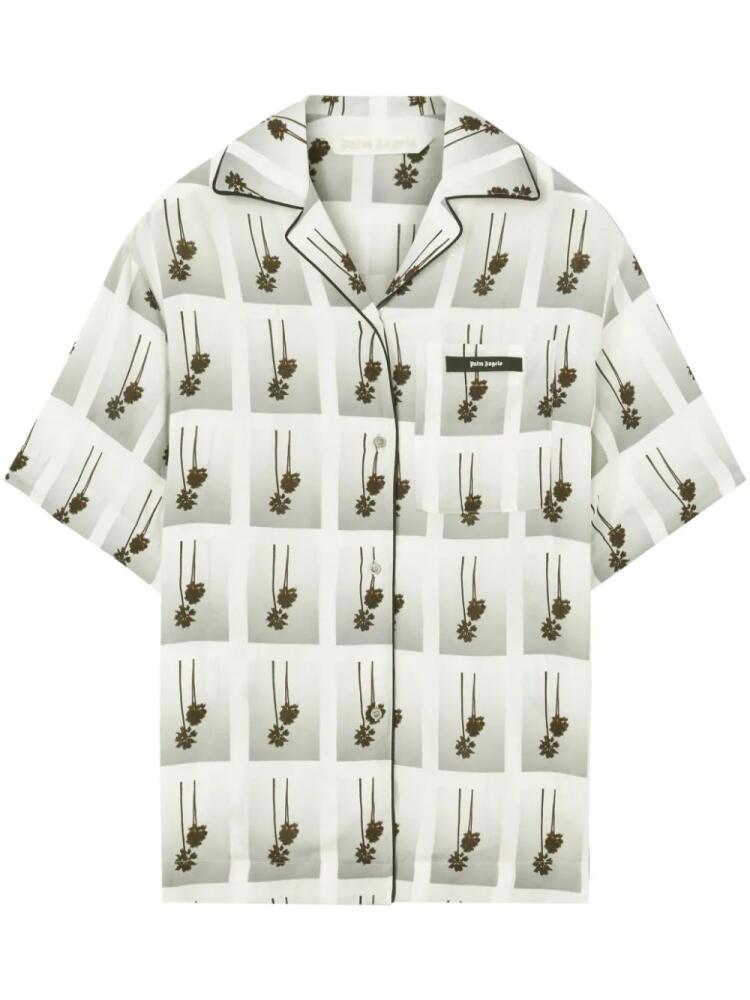 Palm Angels Mirage palm-tree print bowling shirt - White Cover