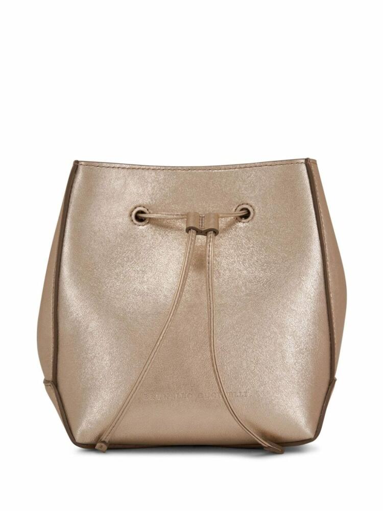 Brunello Cucinelli metallic leather bucket bag - Gold Cover