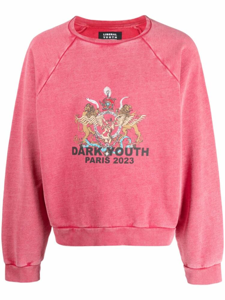 Liberal Youth Ministry graphic-print cropped sweatshirt - Red Cover