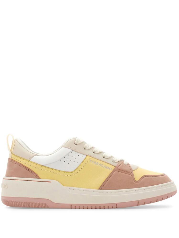 Ferragamo contrast-panel leather sneakers - Pink Cover