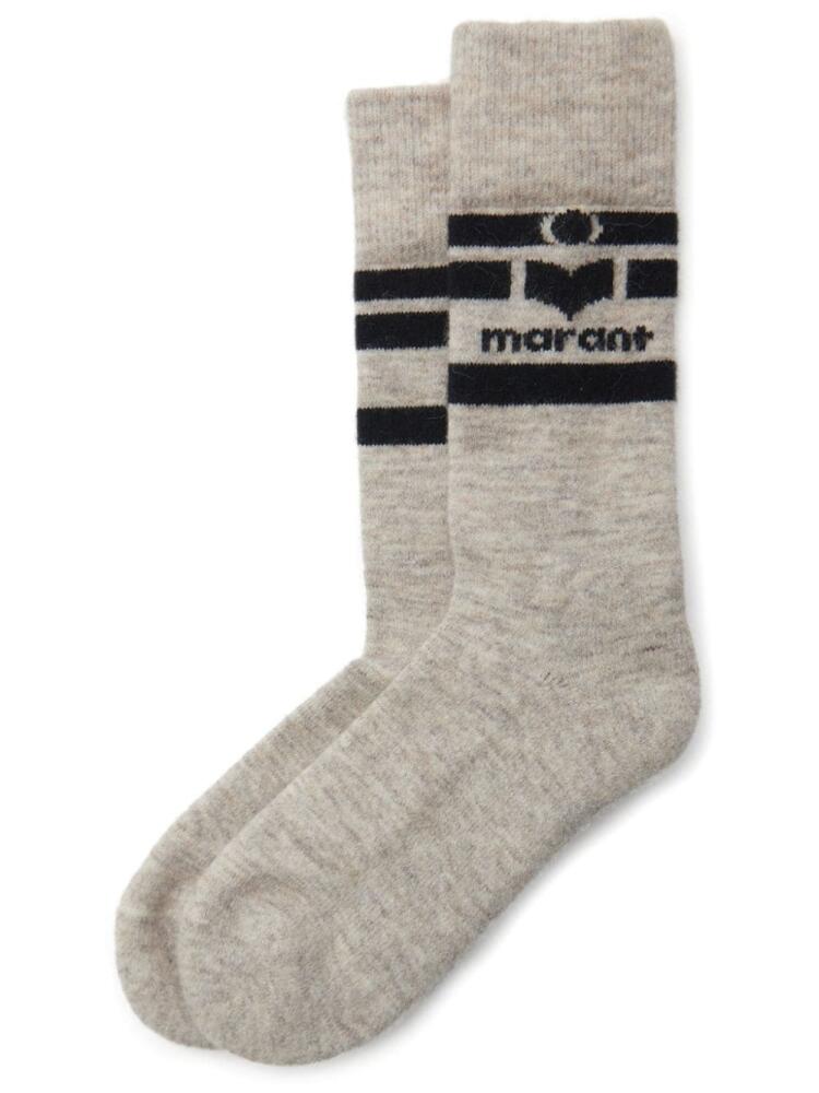 MARANT Viby intarsia-knit logo socks - Neutrals Cover