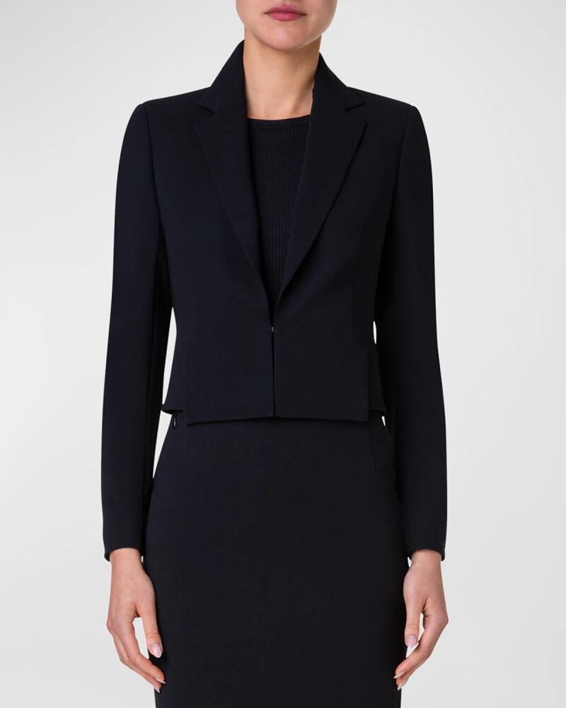 Akris Single-Breasted Slits-Hem Wool Double-Face Crop Jacket Cover