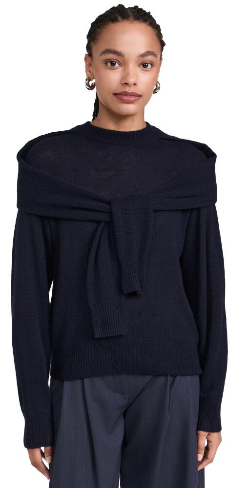 Naadam Featherweight Cashmere Layered Crewneck Sweater Navy Cover