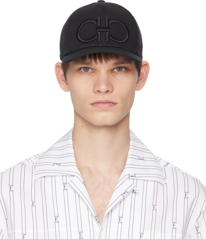 Ferragamo Black Gancini Baseball Cap Cover