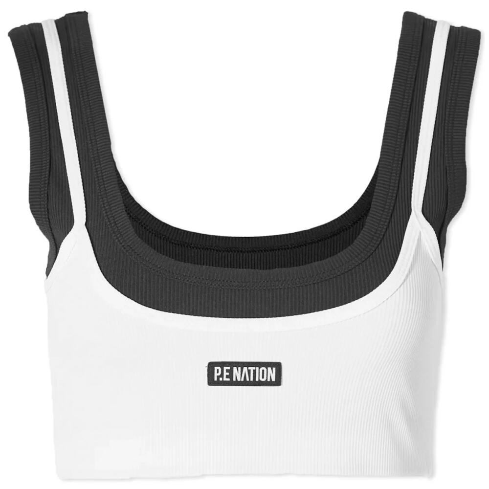 P.E Nation Women's Podium Double Layer Bralette Top in Optic White Cover