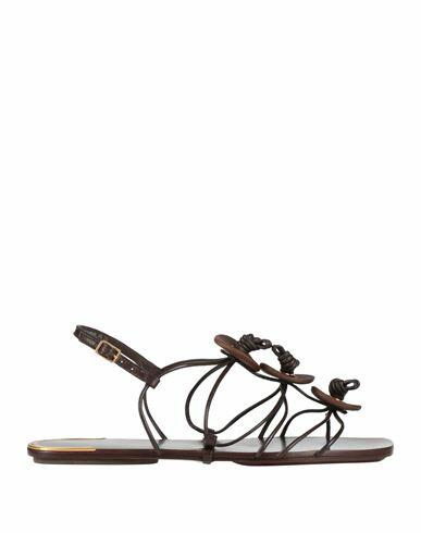 Tory Burch Woman Sandals Dark brown Leather Cover