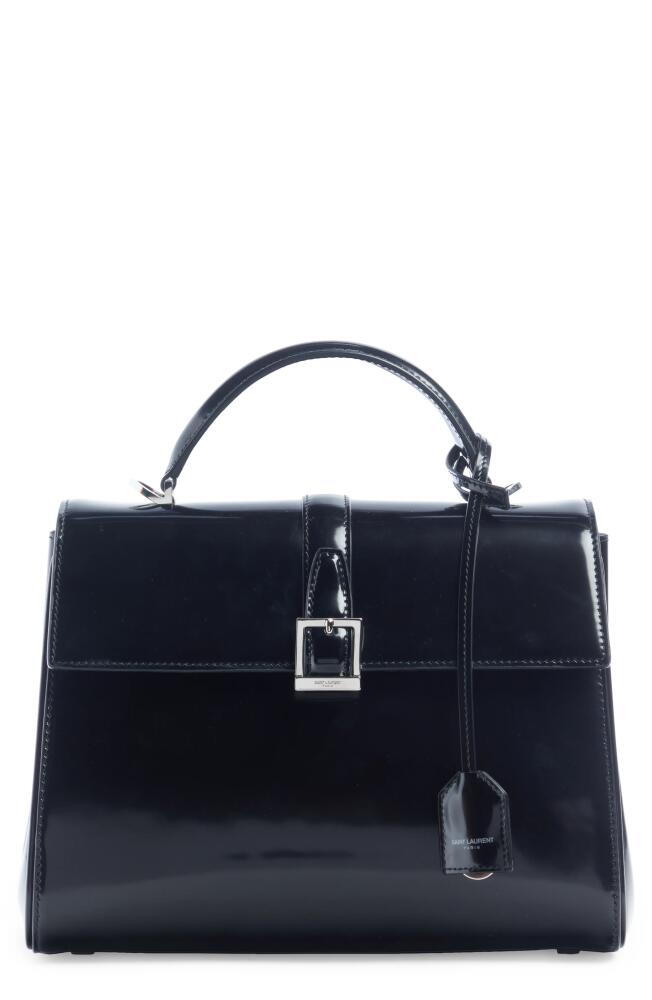 Saint Laurent Small Le Fermoir Calfskin Top Handle Bag in Noir Cover