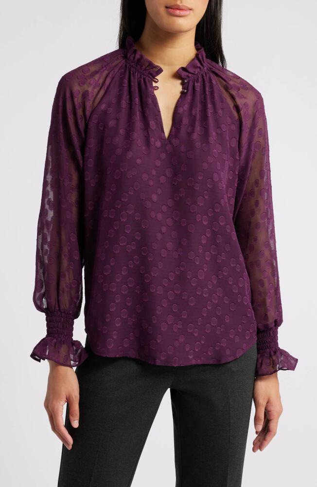 Anne Klein Ruffle Trim Shirt in Deep Plum Cover