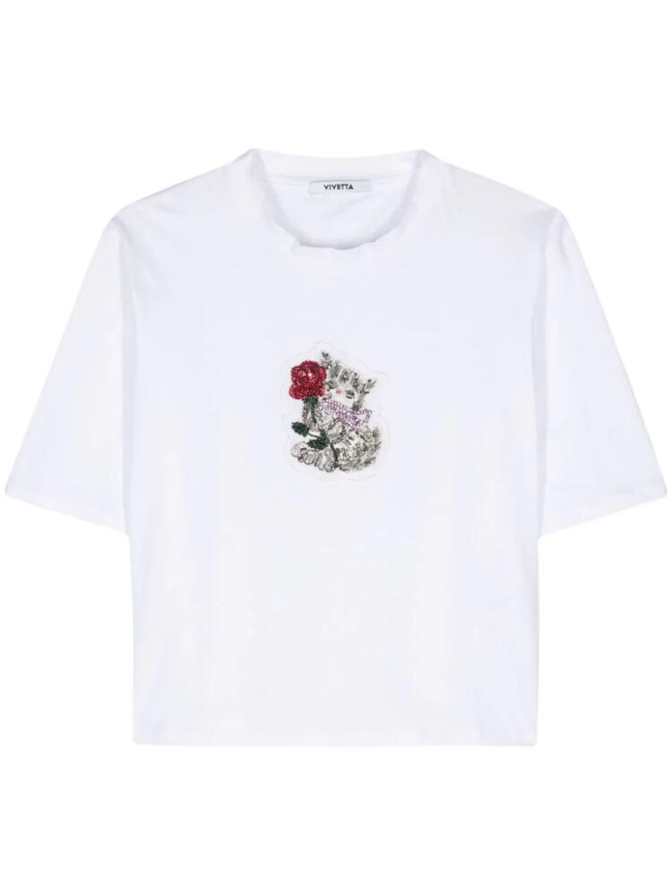 Vivetta appliqué-detail cotton T-shirt - White Cover