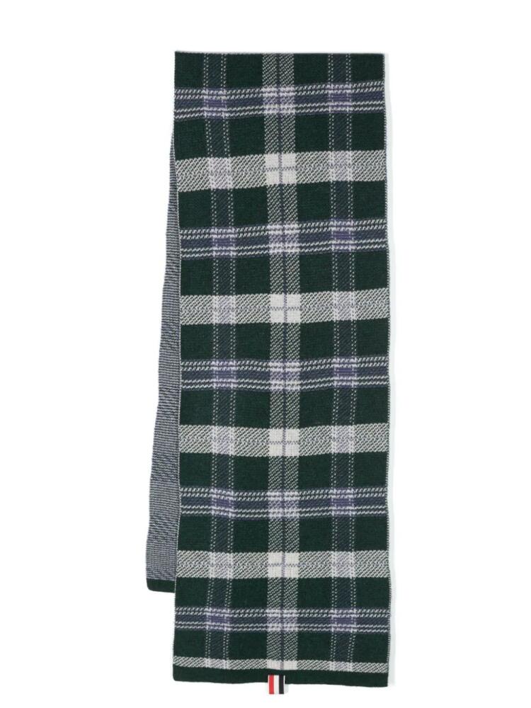 Thom Browne check-pattern knitted scarf - Green Cover