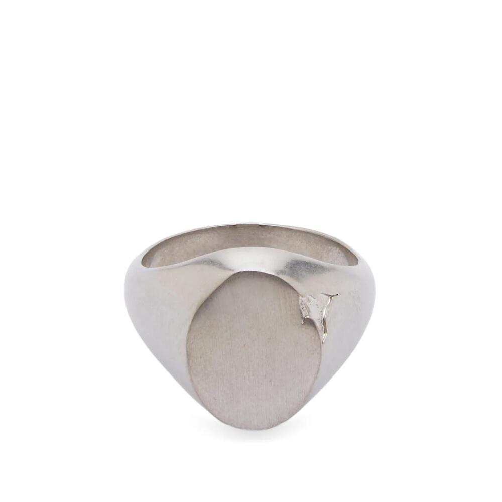 MM6 Maison Margiela Men's Signet Ring in Brushed Silver Cover